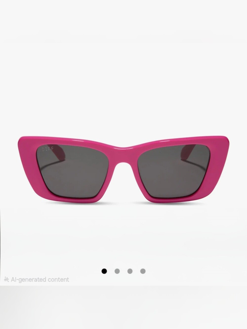 NIB! DIFF Eyewear, Aura, Hot Pink Square Sunglasses, Bright Pink Grey, MSRP $108 - Picture 4 of 8